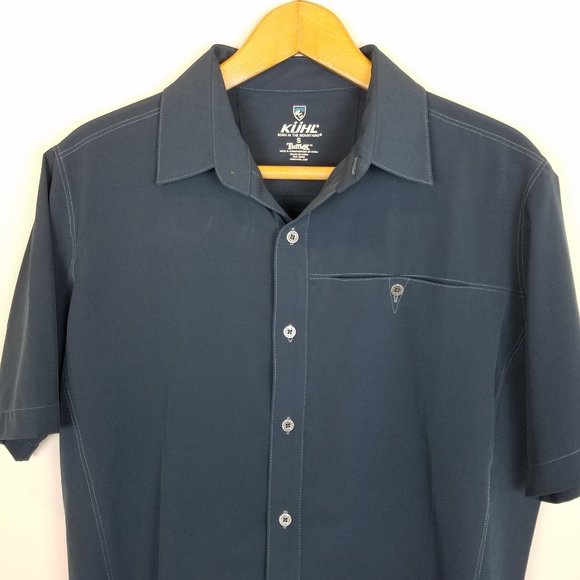 Kuhl Tufflex Shirt Short Sleeve Blue Small A0708 - Picture 3 of 8